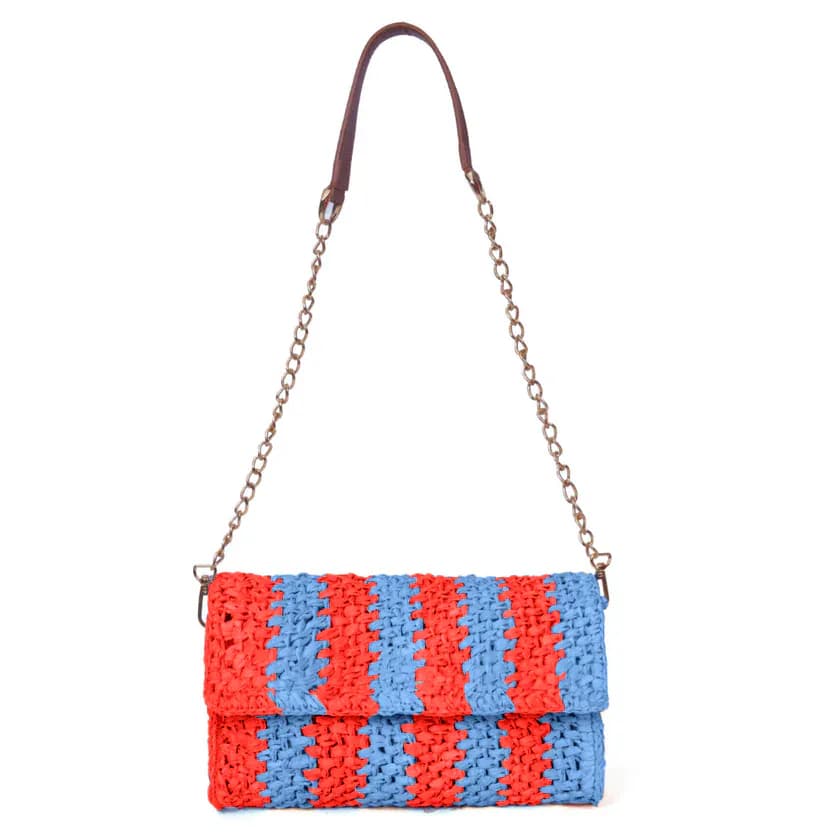 Flashy Sunset Ash Raffia Carry Clutch