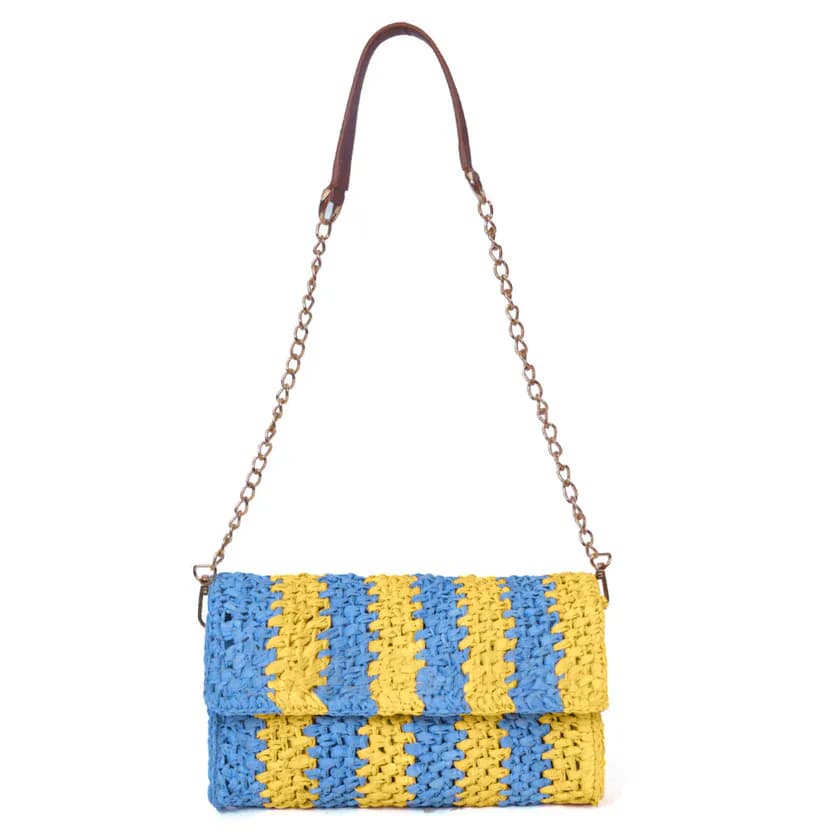 Flashy Sunset Ash Raffia Carry Clutch
