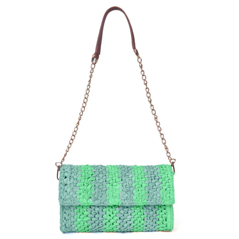 Flashy Sunset Ash Raffia Carry Clutch