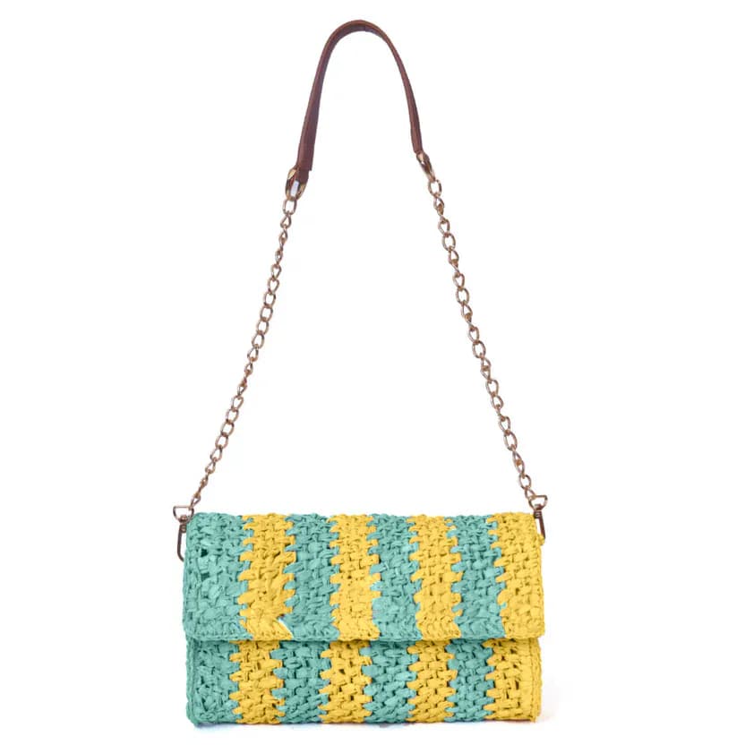 Flashy Sunset Ash Raffia Carry Clutch