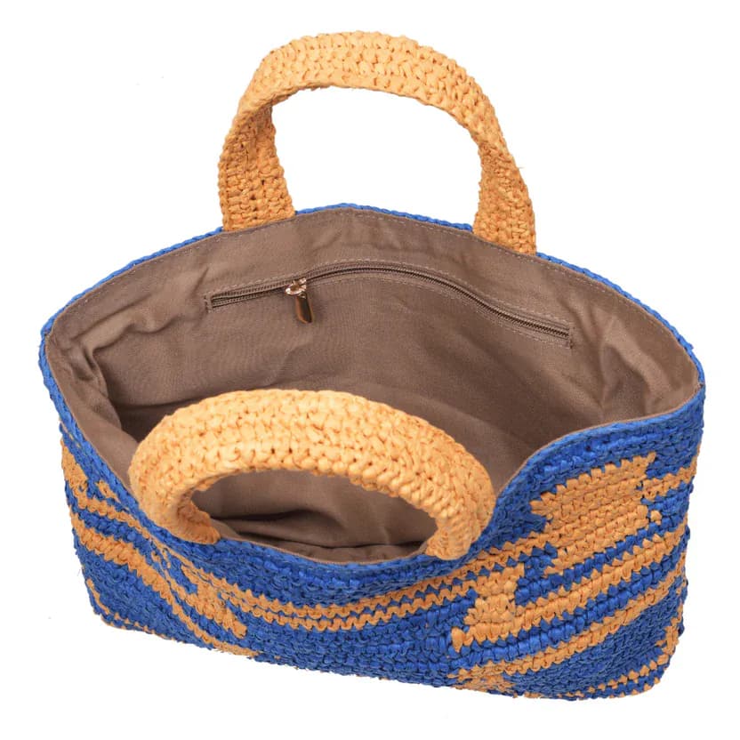Rustic Raffia Aztec Tote