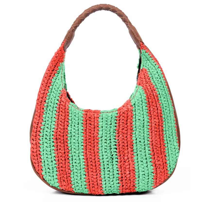 Willow Raffia Stripe Hobo Bag