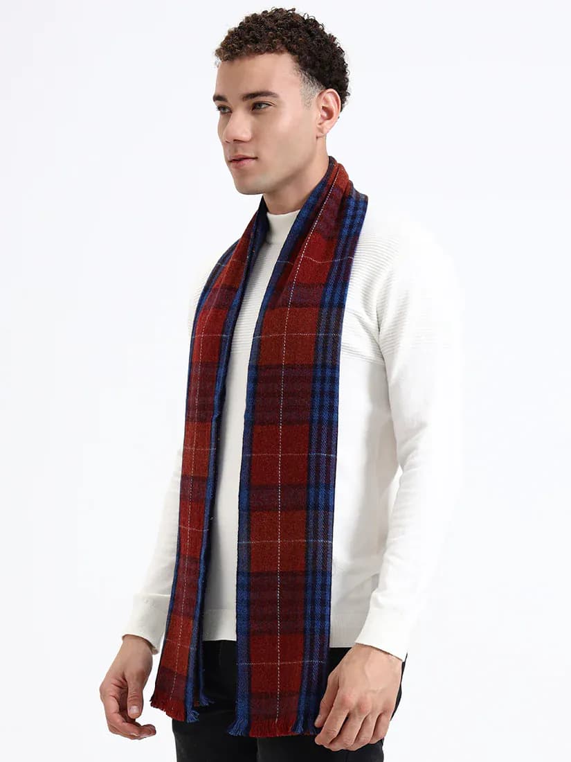  Harris Red & Navy Check Scarf