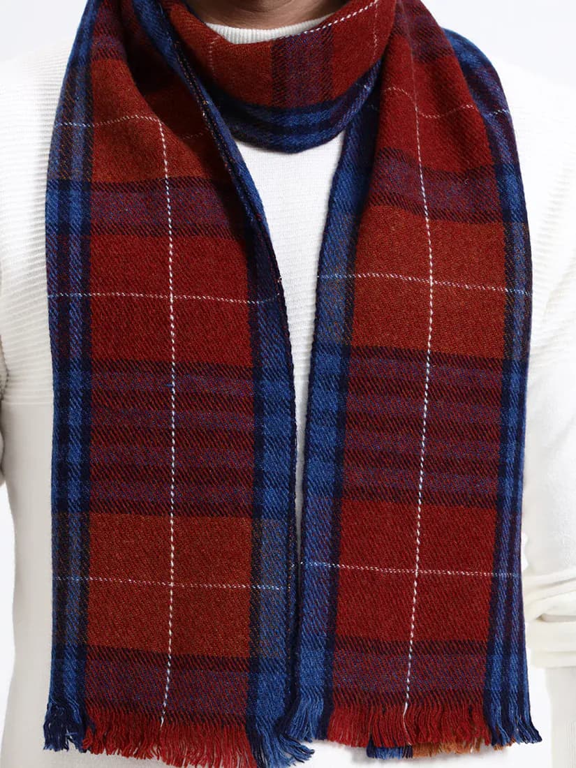  Harris Red & Navy Check Scarf