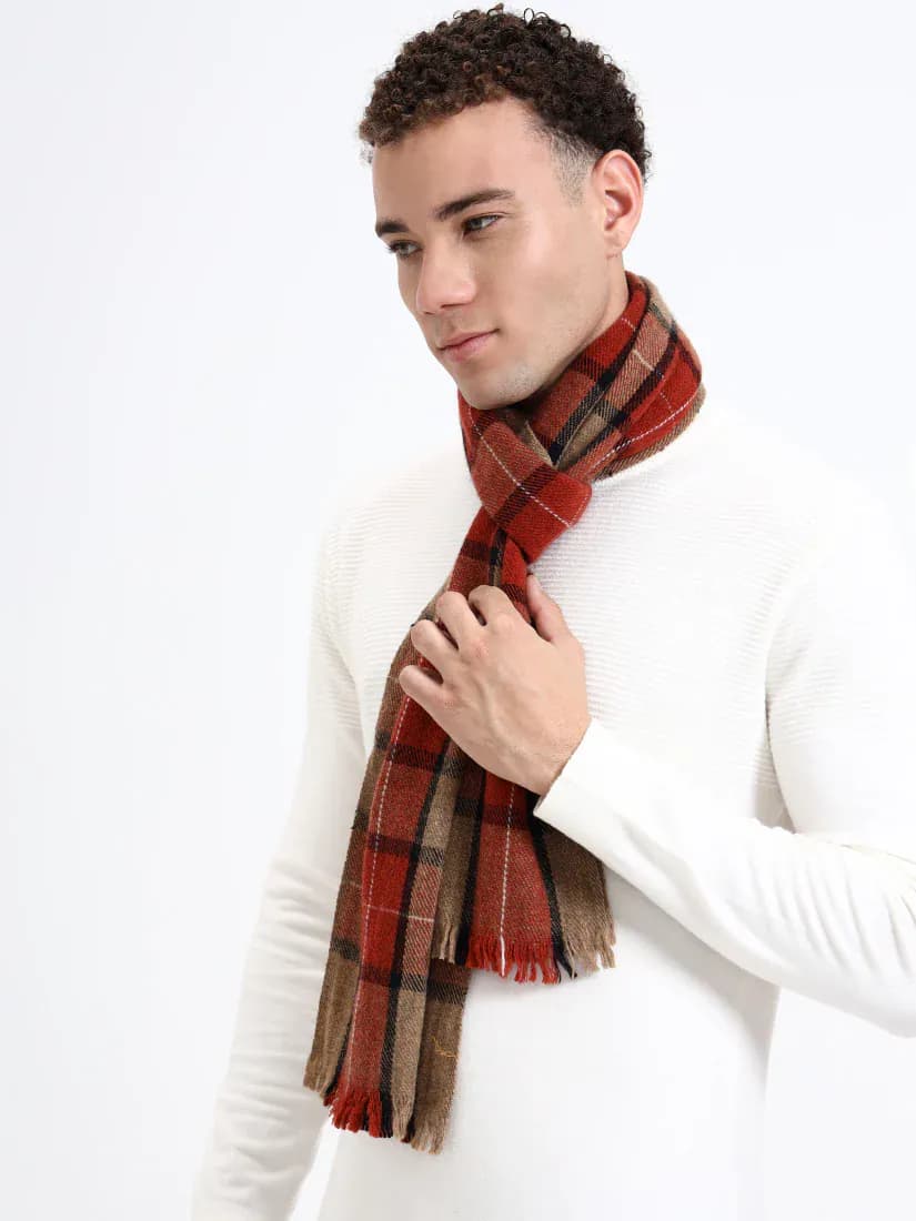 Harris Red & Camel Check Scarf