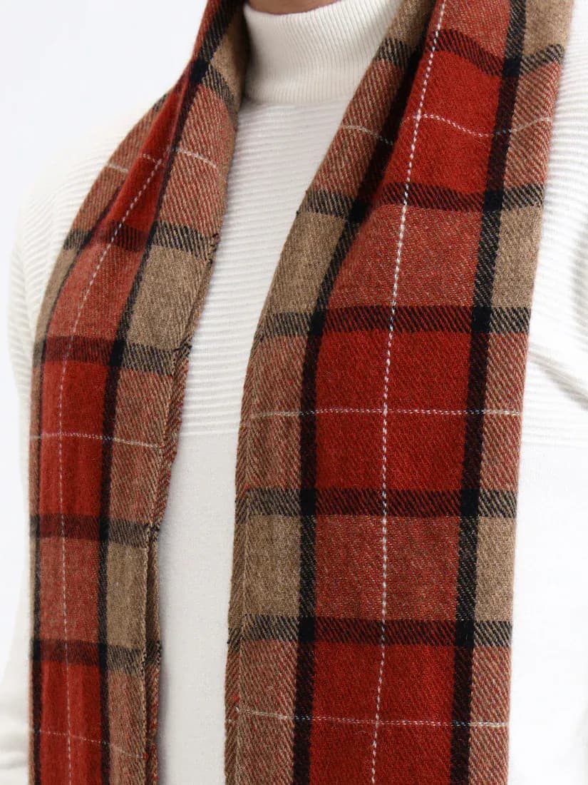 Harris Red & Camel Check Scarf