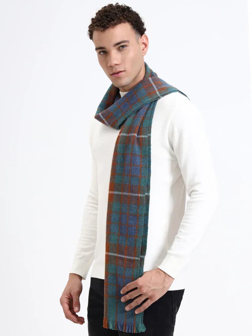 Harris Blue & Rust Check Scarf