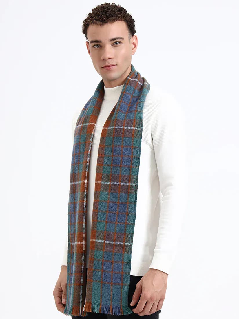 Harris Blue & Rust Check Scarf