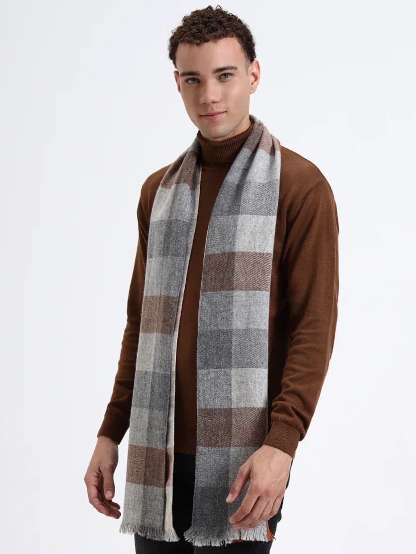  Ashford Grey Check Fringe Scarf