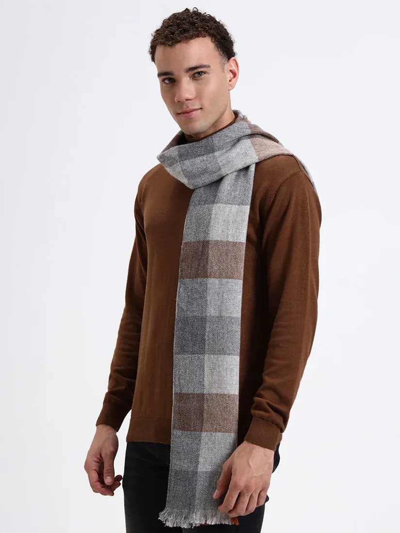 Ashford Grey Check Fringe Scarf