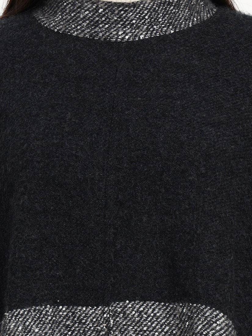  Ash Mist Contrast Poncho
