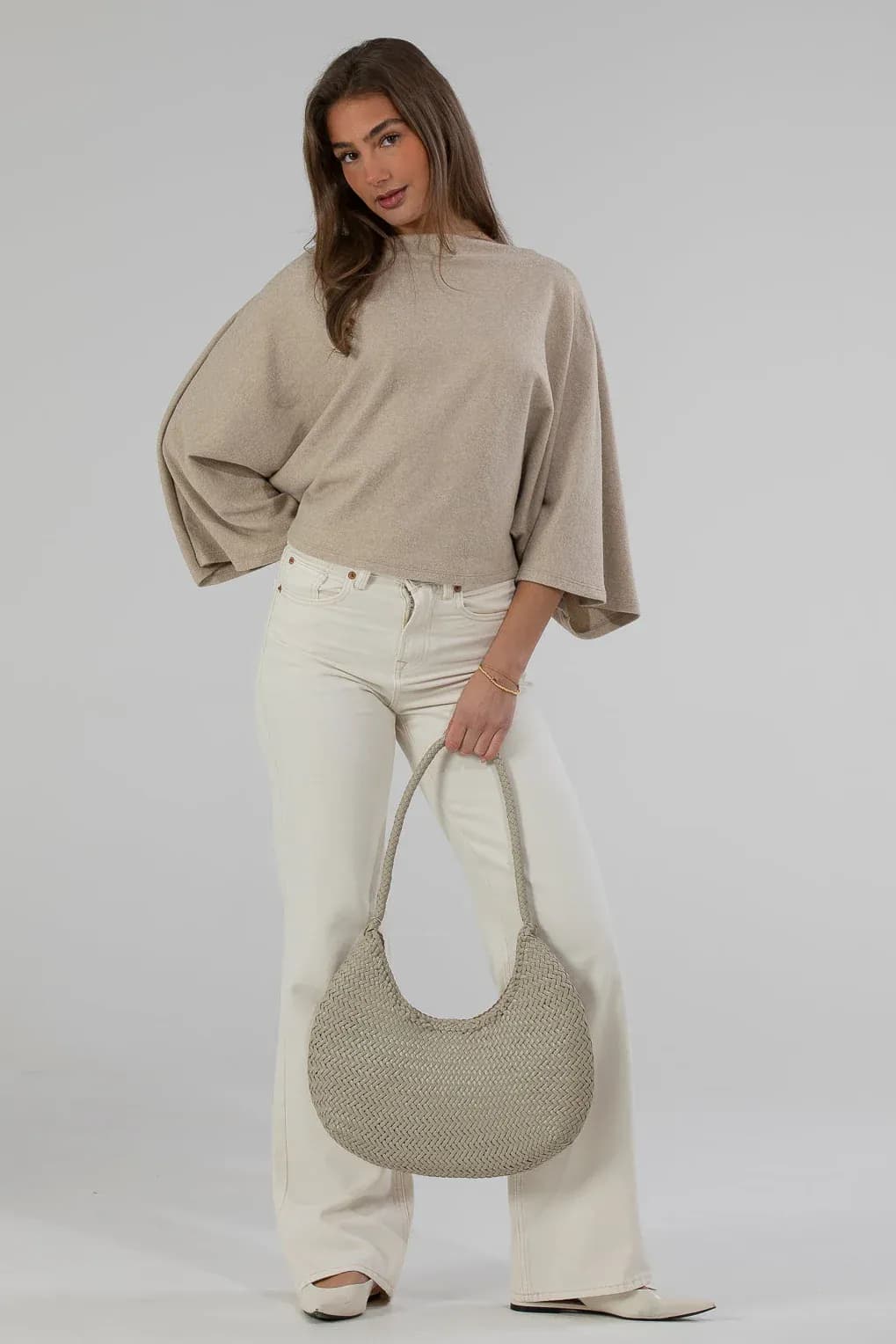 Clara woven leather shoulder bag 