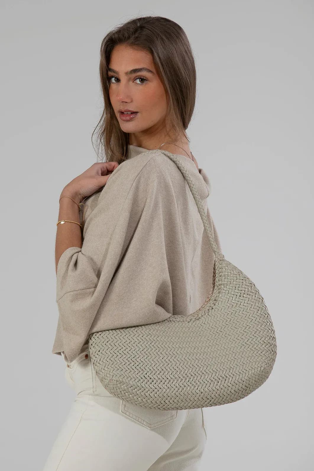 Clara woven leather shoulder bag 