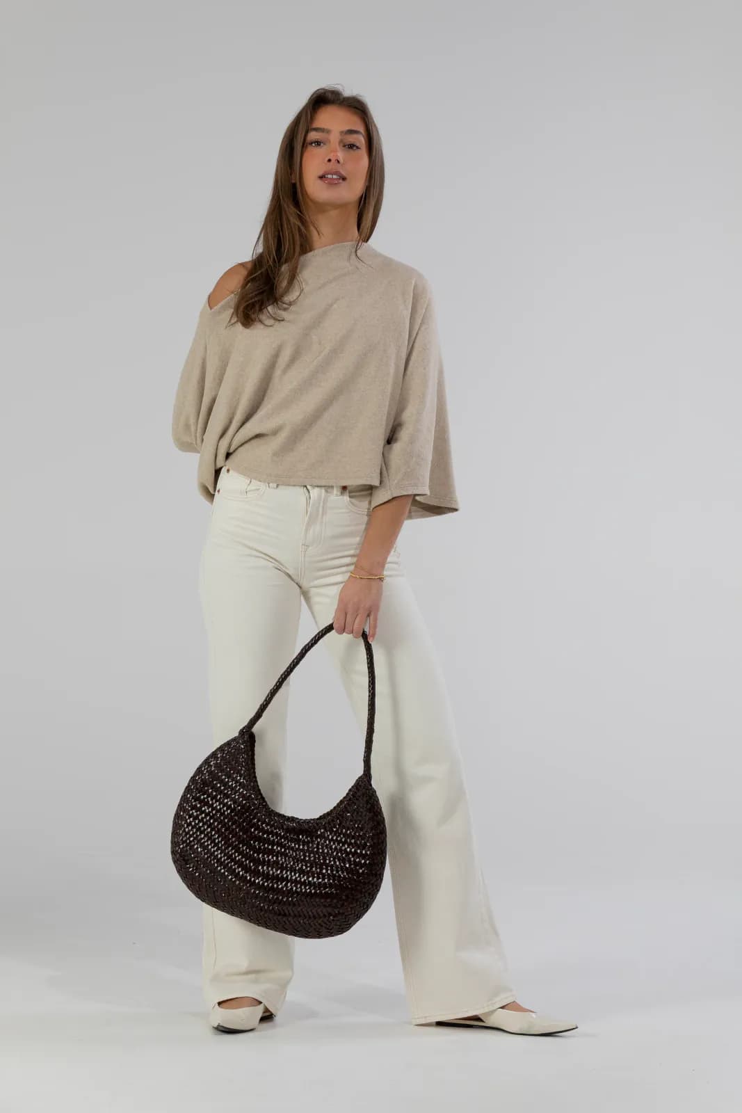 Clara woven leather shoulder bag 