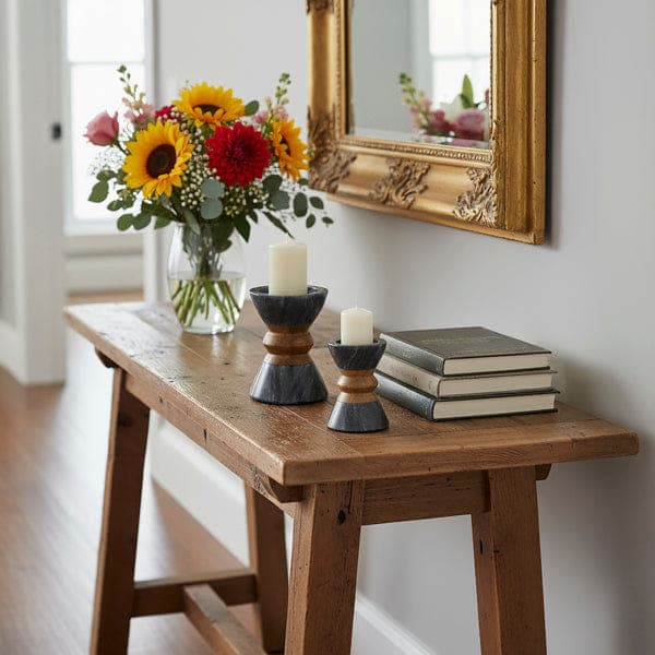 Monarch Marble & Acacia Candleholders