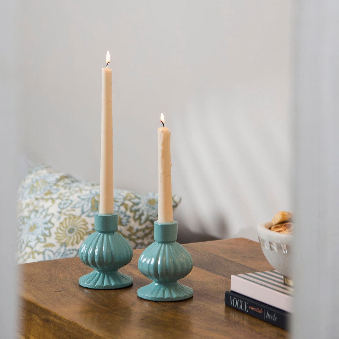 Sculpted Aluminum Candlesticks