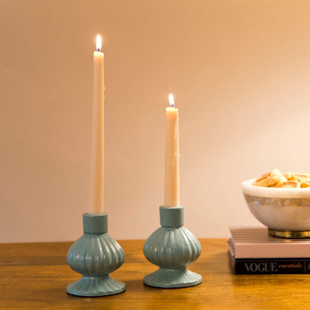 Sculpted Aluminum Candlesticks