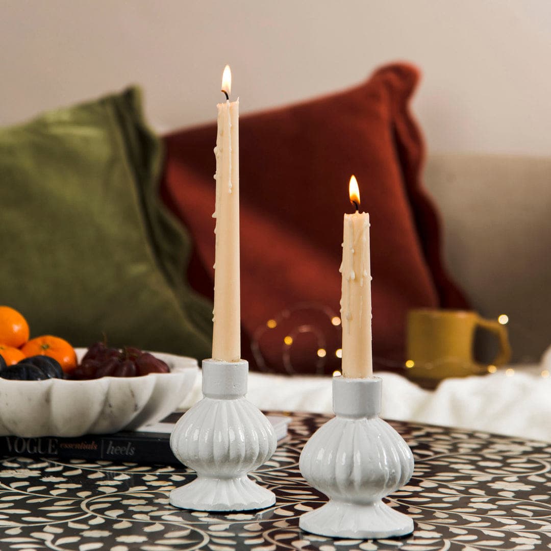 Sculpted Aluminum Candlesticks