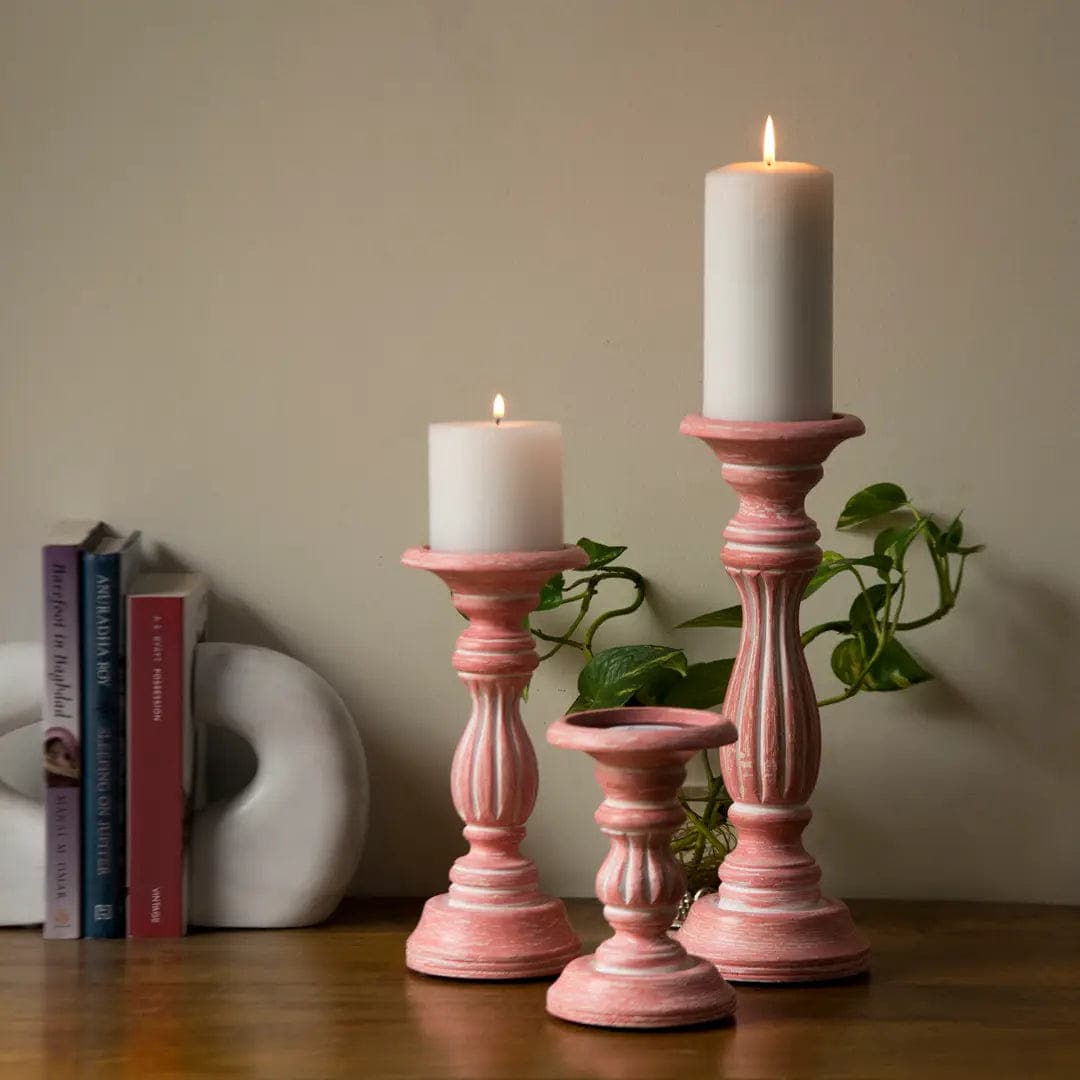 Hana Rosé Reverie Pillar Candleholder Set