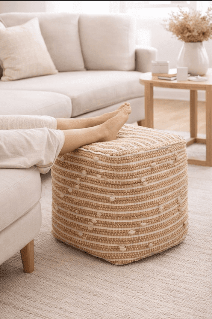 Natural Jute Handwoven Textured Pouf