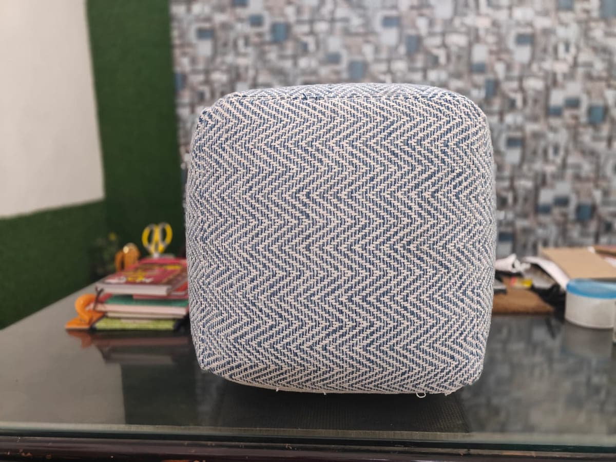 Eco Natural Reclaimed Cotton Handwoven Pouf