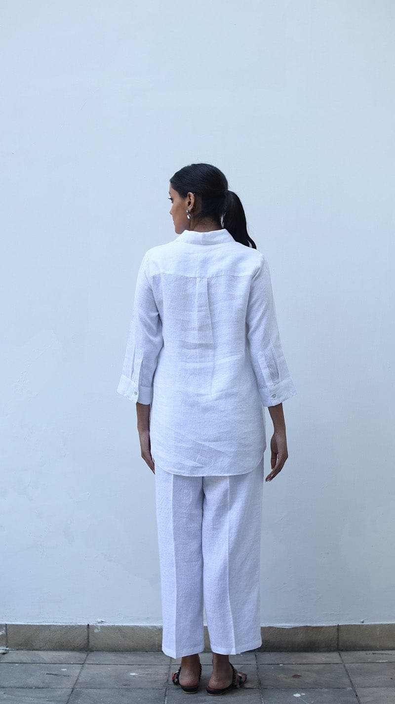 White Embroidered Lounge Shirt