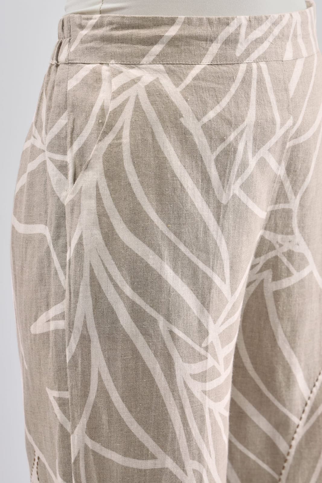 Beige Printed Kantha Work Blazer And Pants