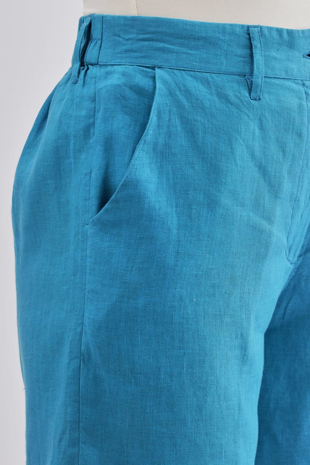 Turquoise Linen Shorts