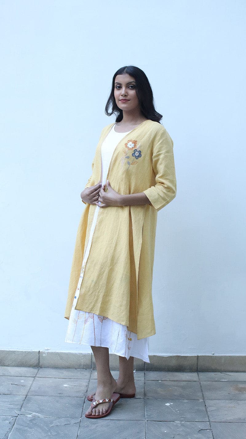 Ochre Embroidered Lounge Cape