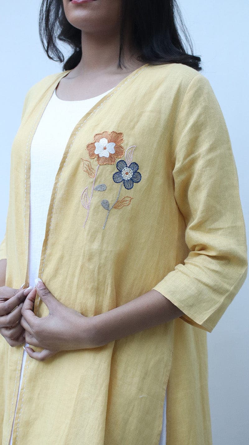 Ochre Embroidered Lounge Cape