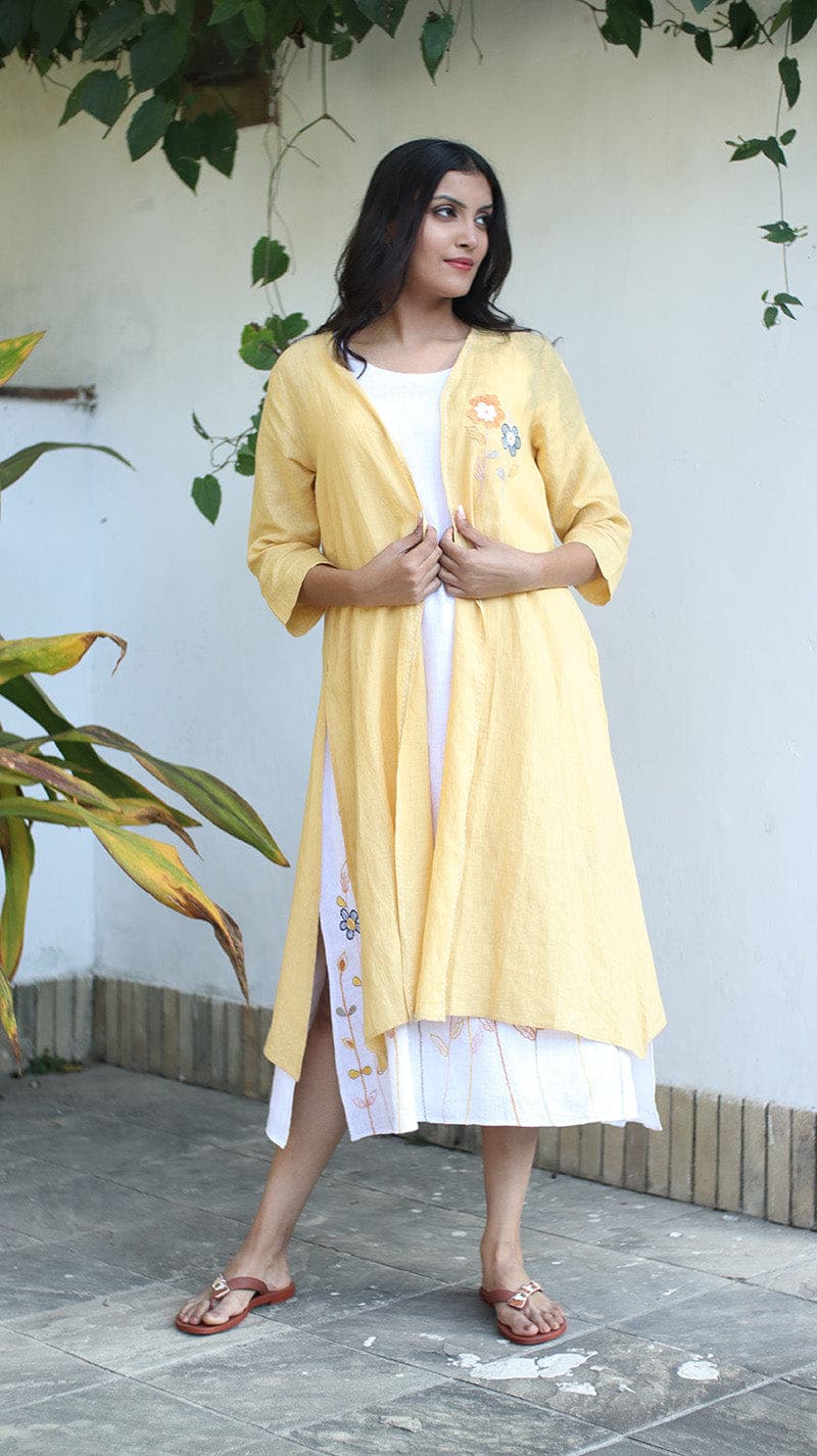 Ochre Embroidered Lounge Cape