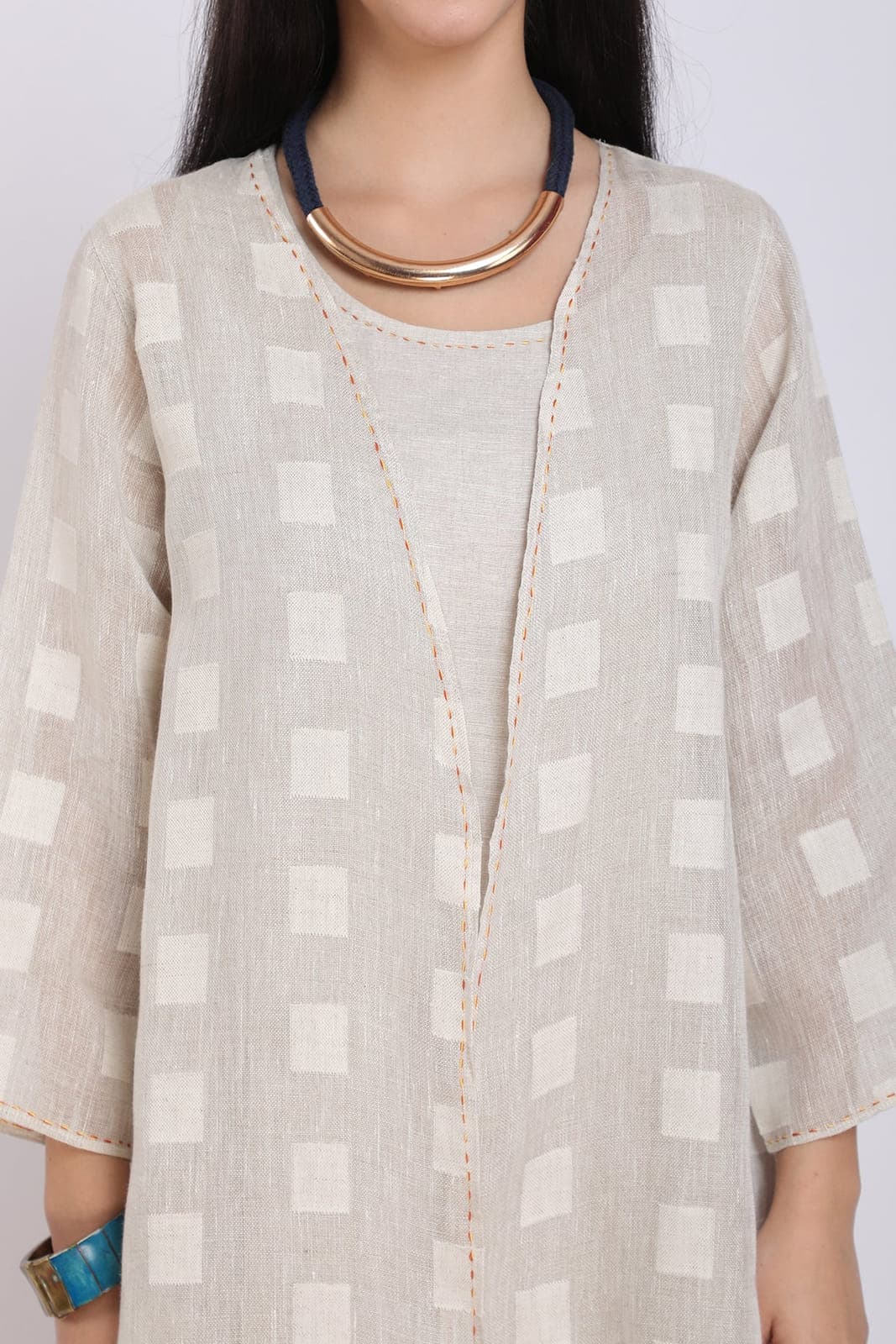 Beige Checkered Cape