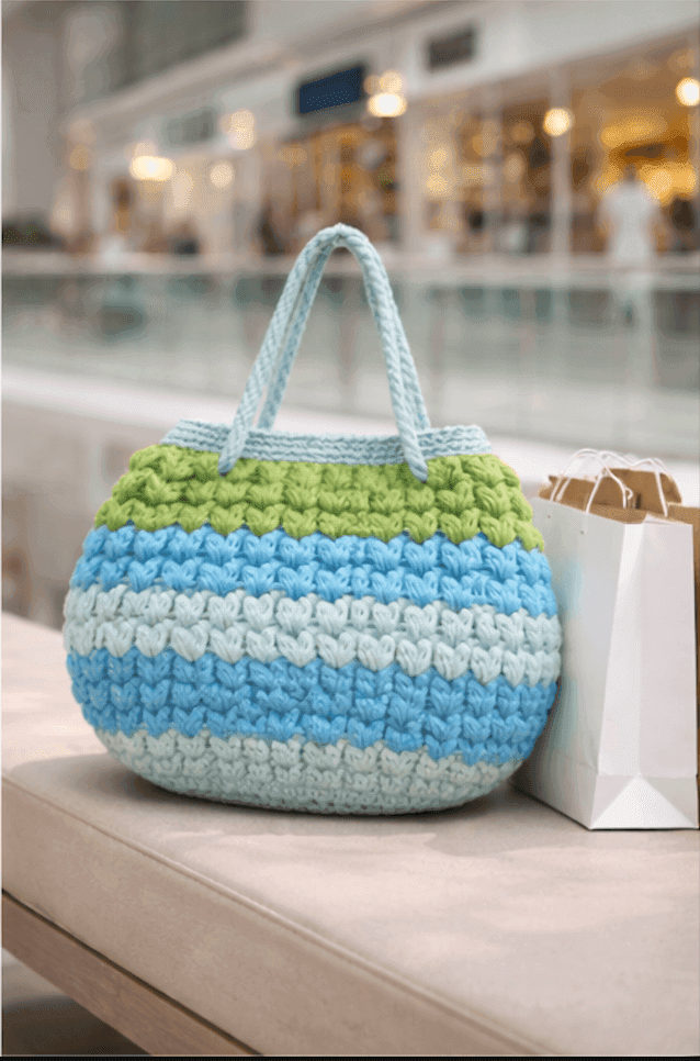 Ocean Bloom Crochet Tote Bag