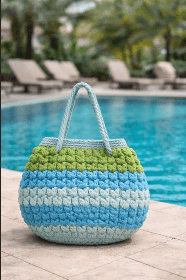 Ocean Bloom Crochet Tote Bag