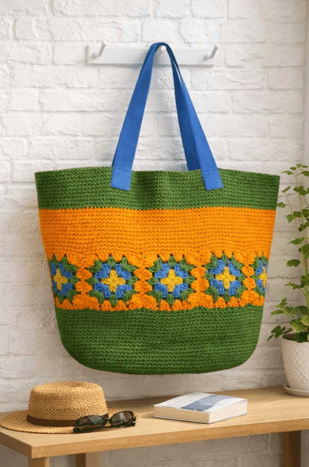 Meadow Bloom Crochet Tote