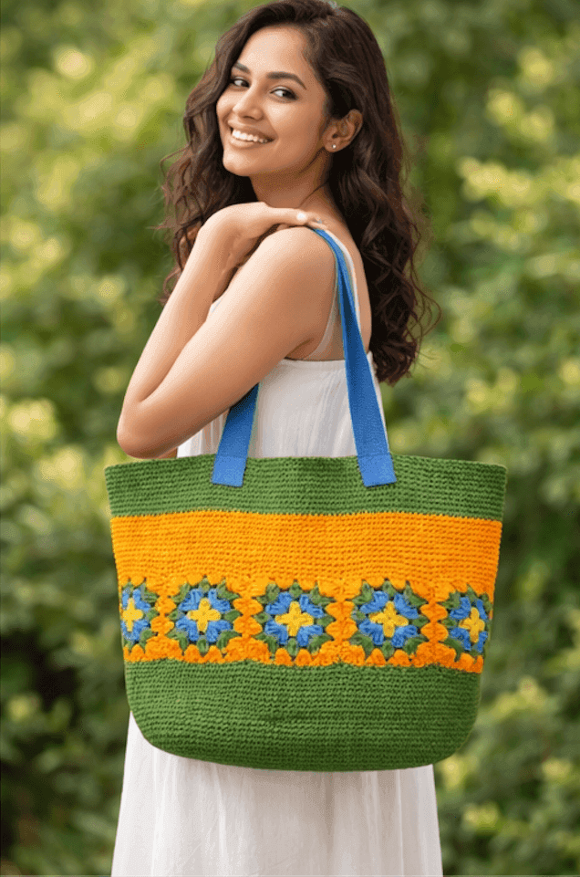 Meadow Bloom Crochet Tote
