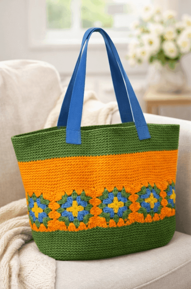 Meadow Bloom Crochet Tote