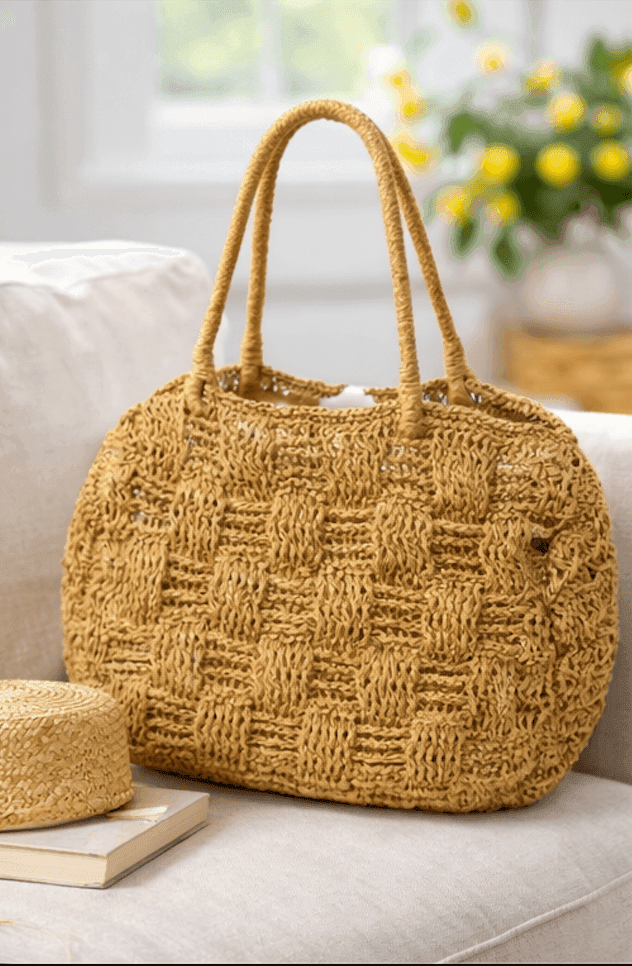 Golden Weave Jute Tote
