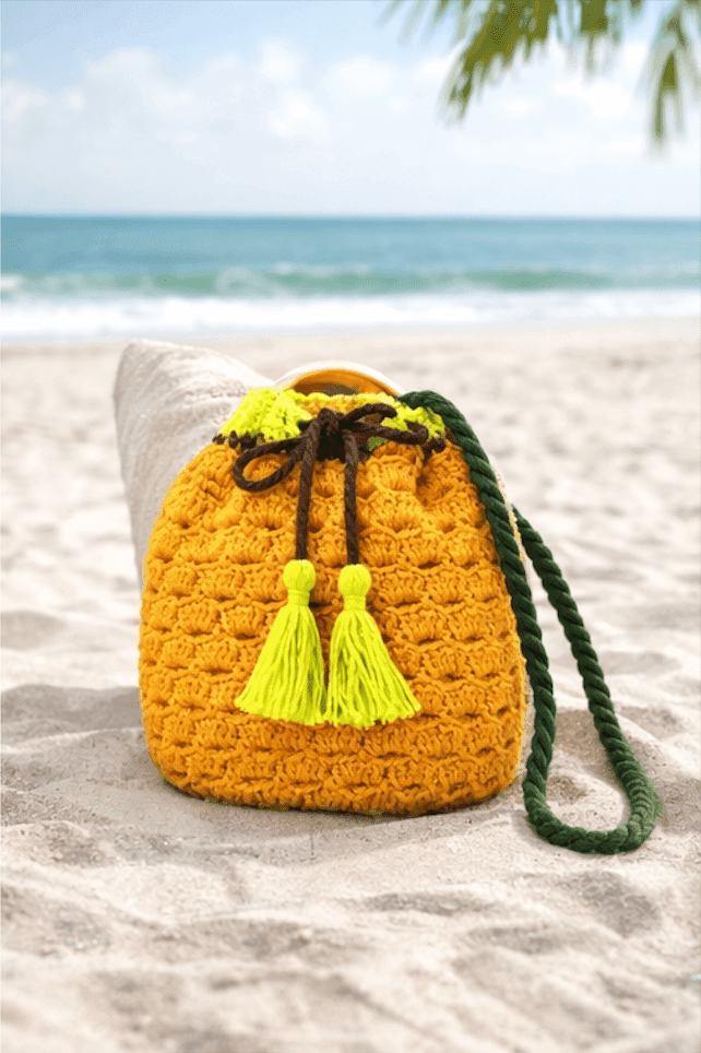 Citrus Bloom Crochet Bucket Bag