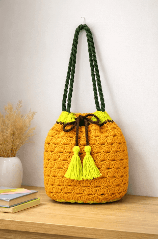 Citrus Bloom Crochet Bucket Bag