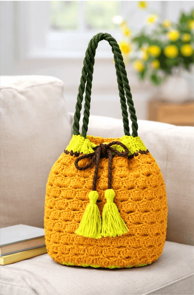 Citrus Bloom Crochet Bucket Bag