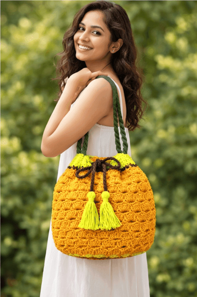 Citrus Bloom Crochet Bucket Bag