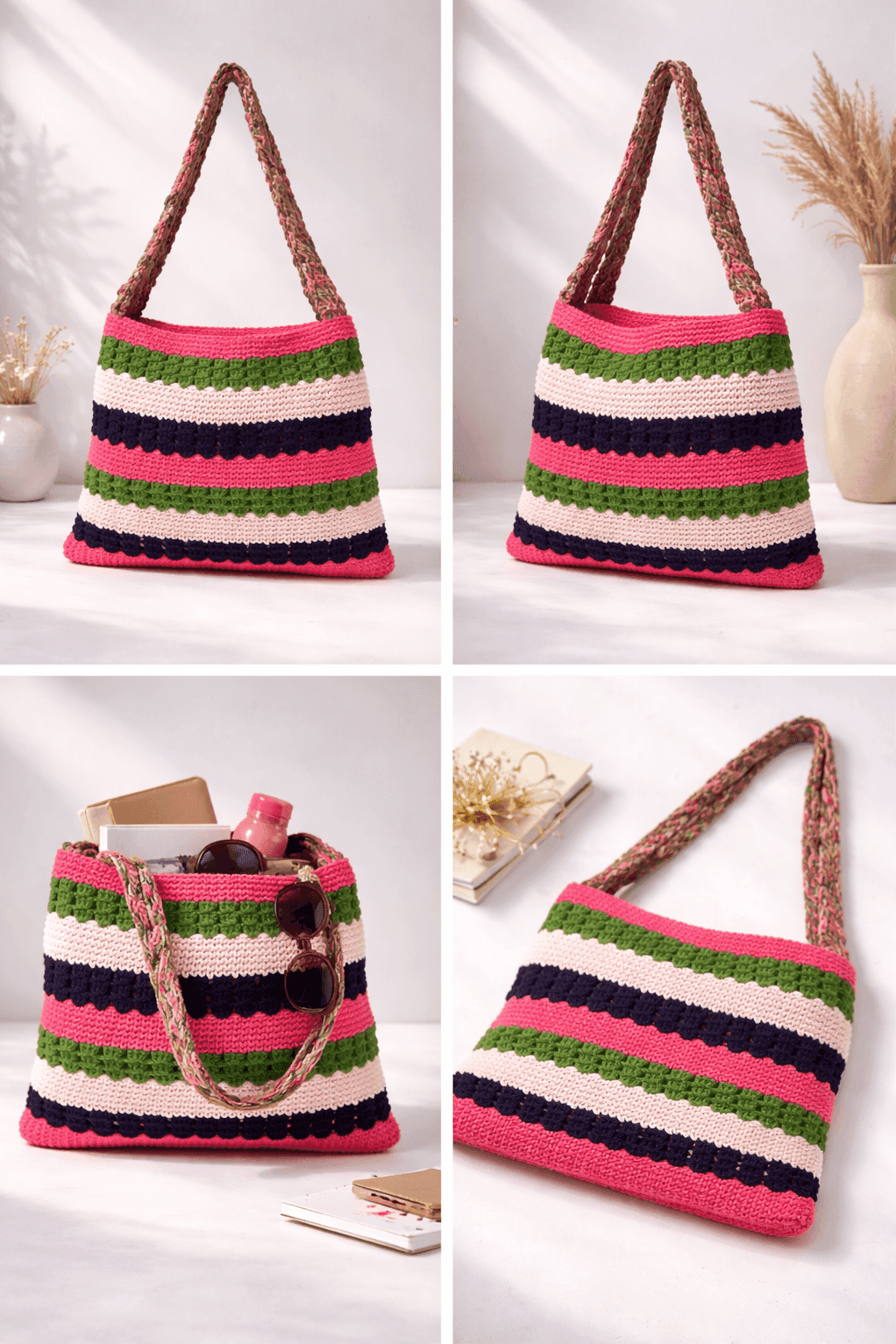 Riviera Stripe Shoulder Tote