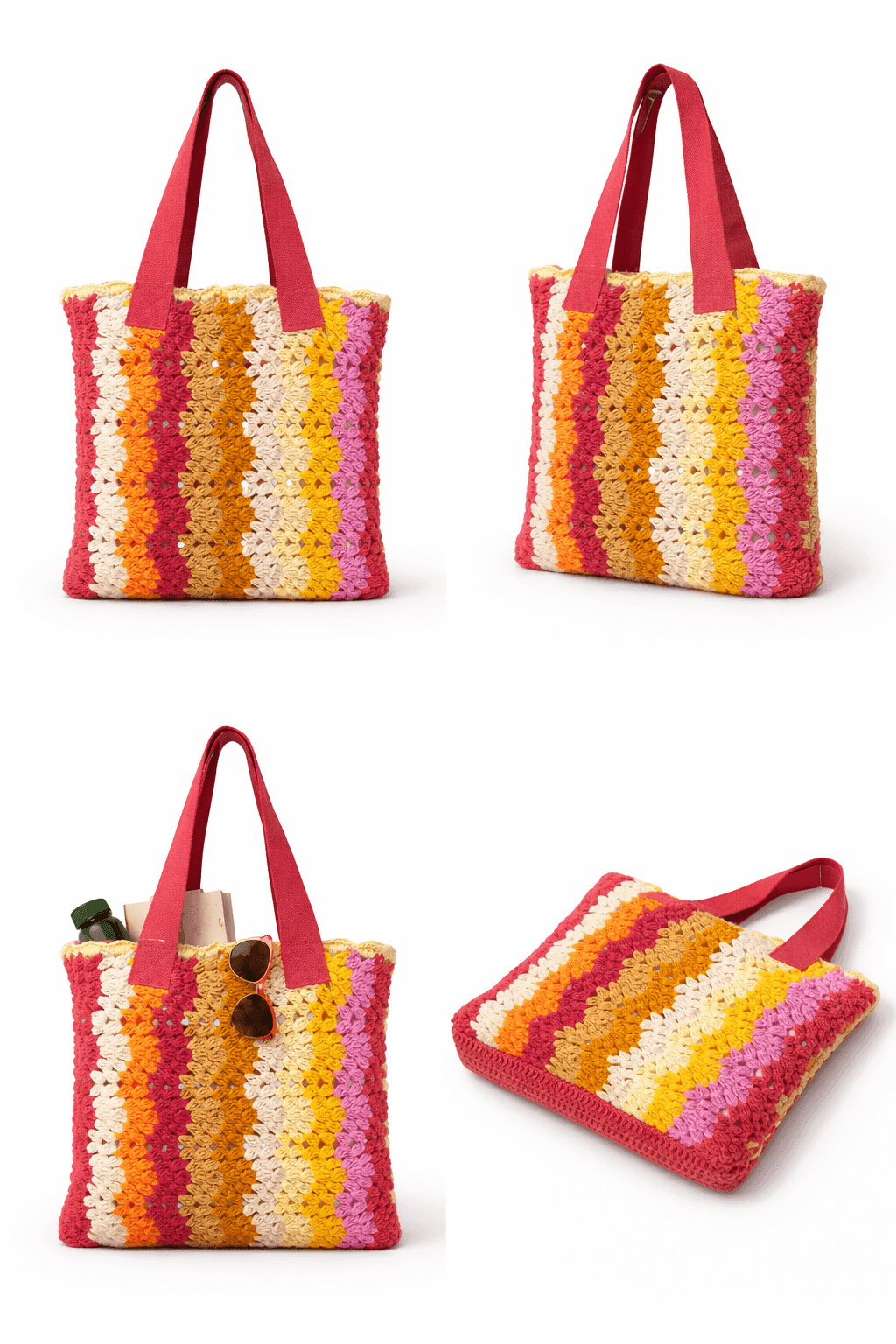 Sunset Carnival Crochet Tote