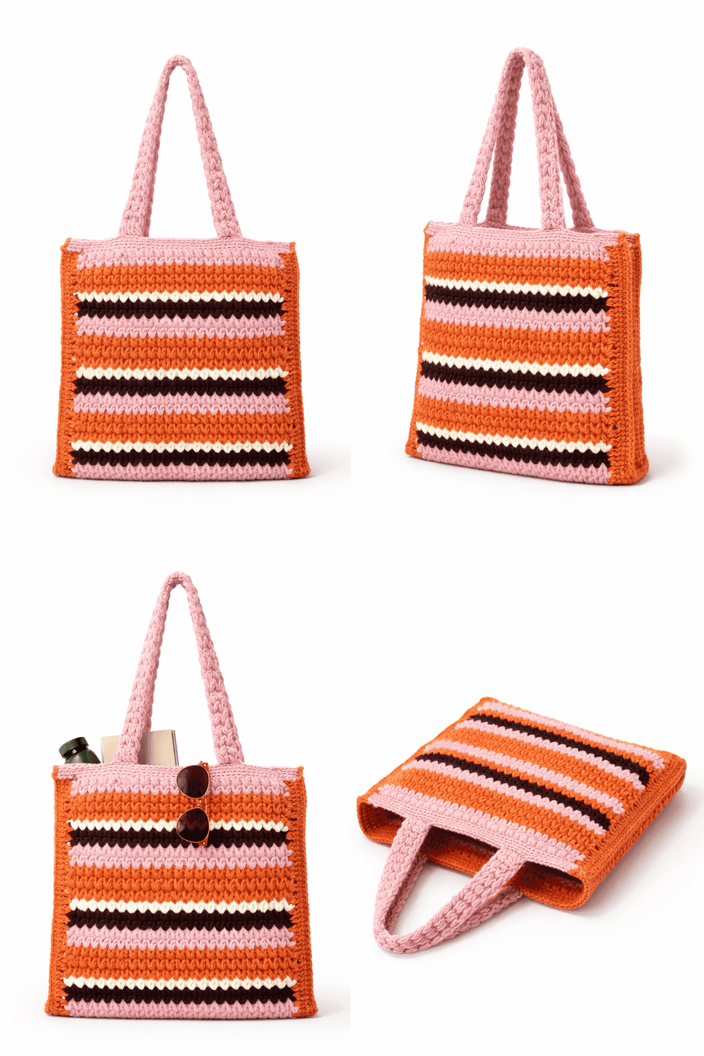 Sunset Stripe Crochet Tote
