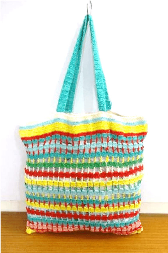 Aqua Fiesta Crochet Tote