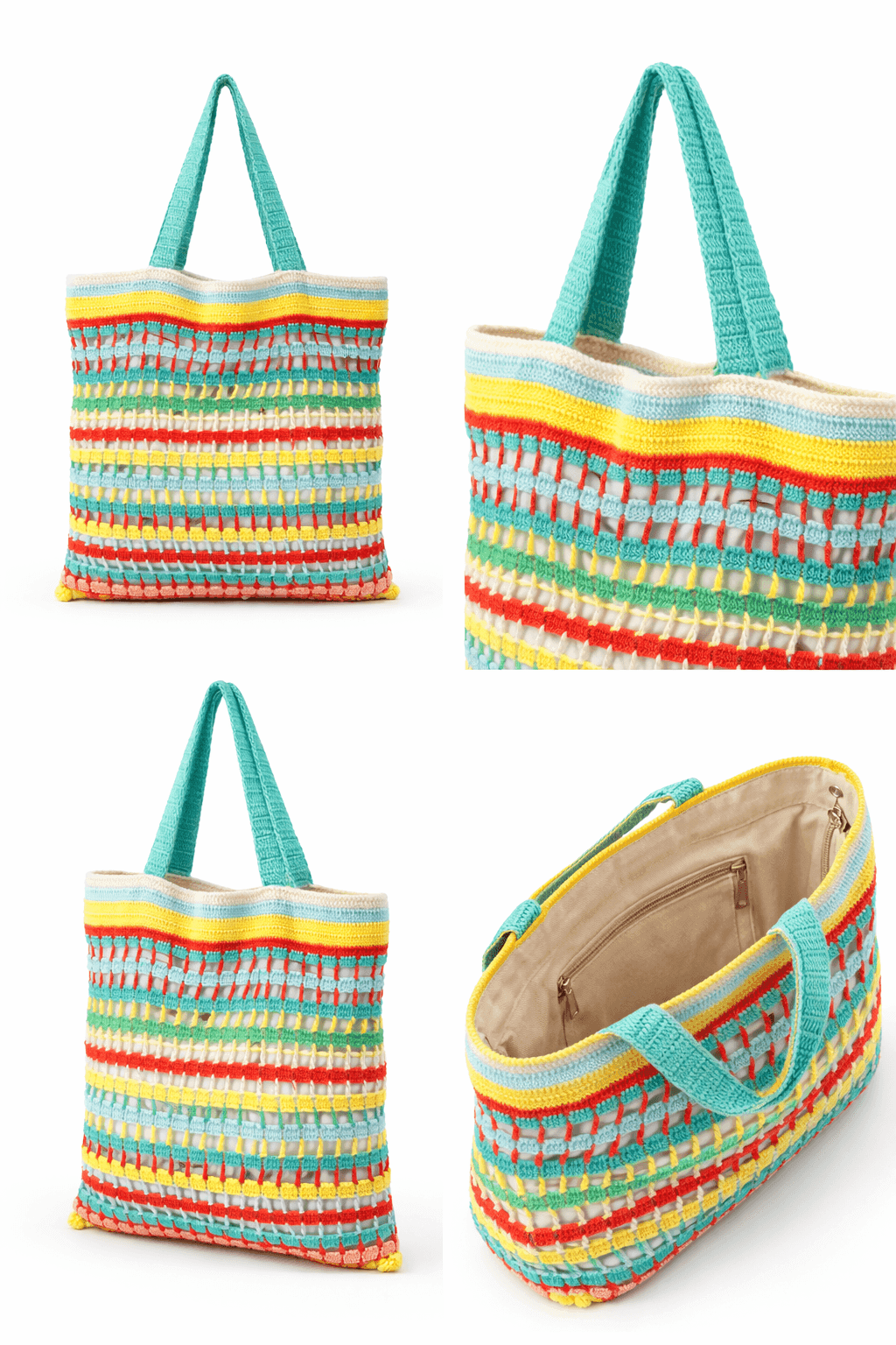 Aqua Fiesta Crochet Tote