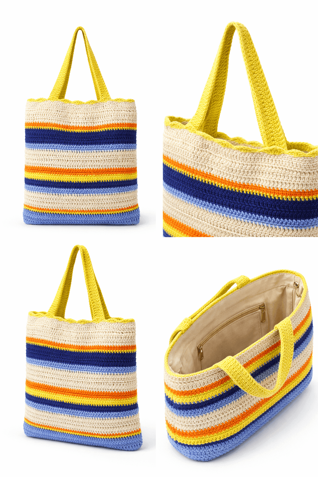 Riviera Stripe Crochet Tote