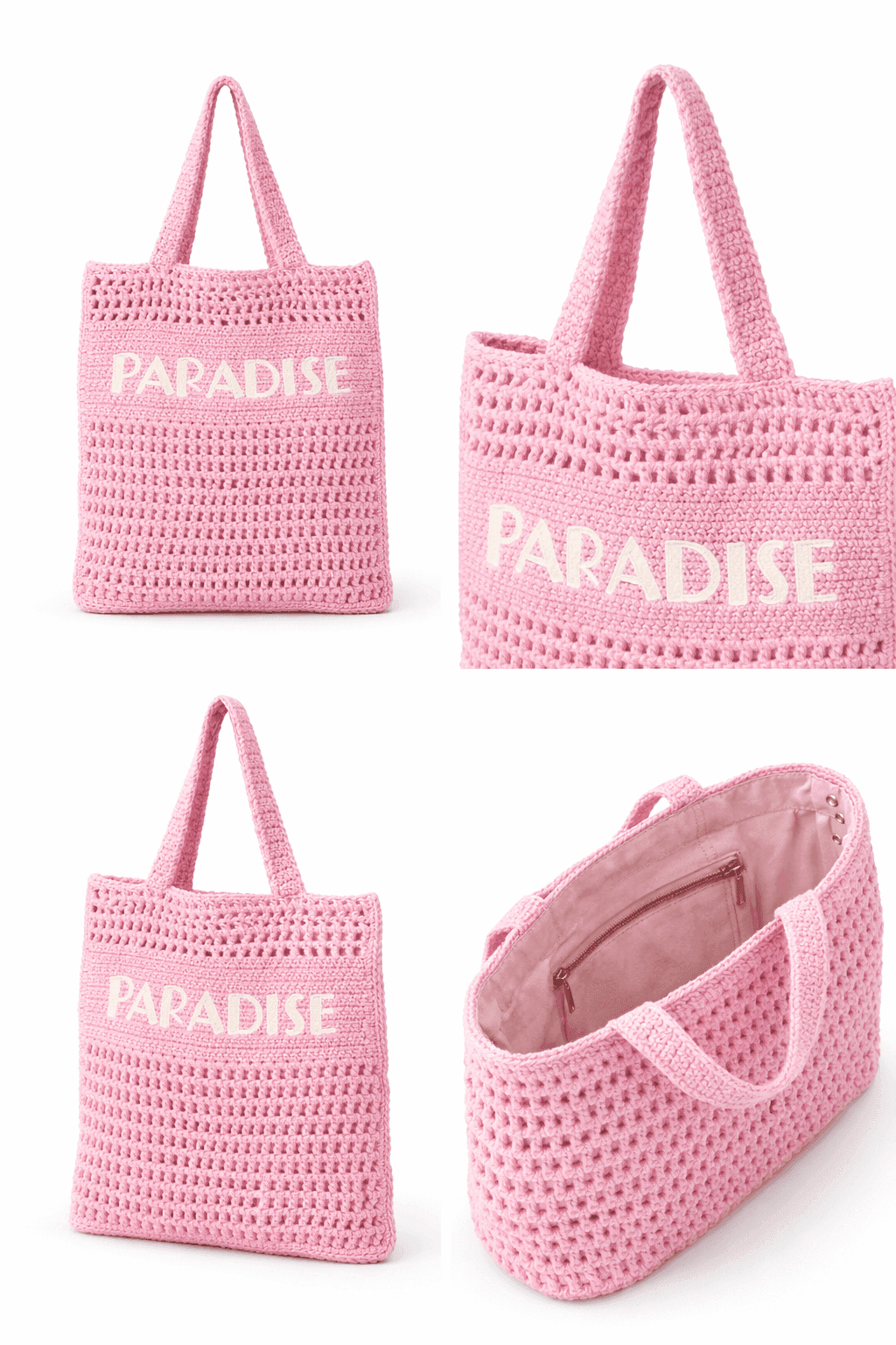Pink Paradise Crochet Tote