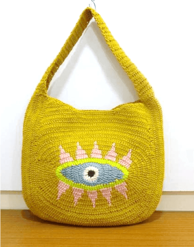 Golden Nazar Crochet Hobo